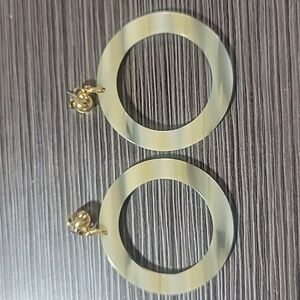 Gold and Green Tortoiseshell Hoop Earrings
